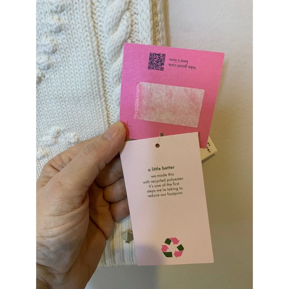 Kate Spade New York Ivory Cable Knit‎ Heart Scarf NWT